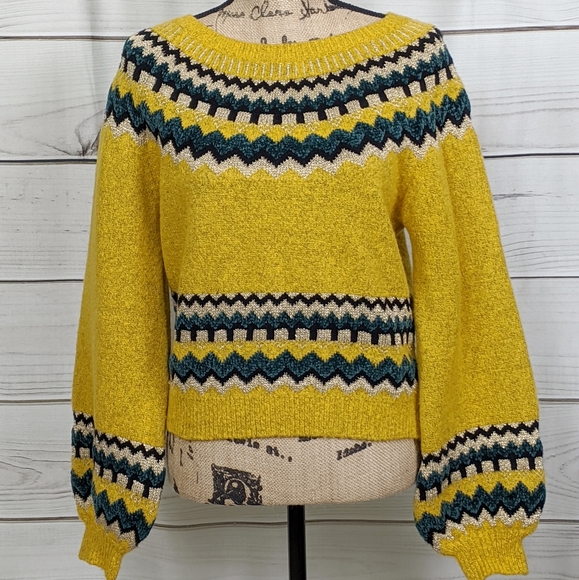 Sweet Rain Yellow Bishop Sleeve Sweater 